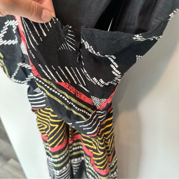 Anthropologie Elevenses Amapa Black Tribal Print Crossfront Wide Leg Jumpsuit 8 - Picture 9 of 16